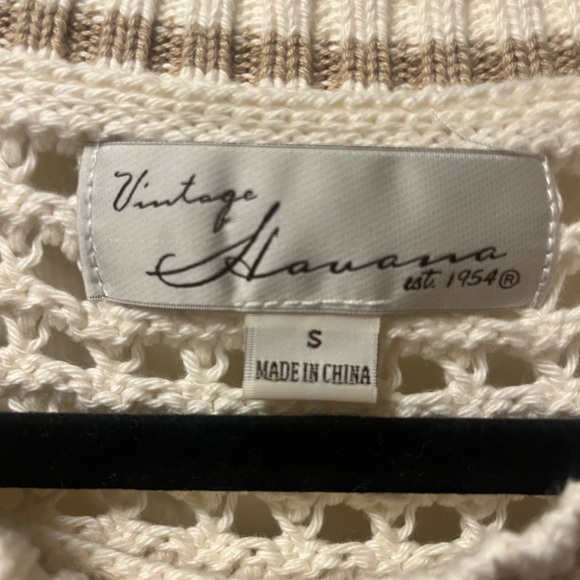 Vintage Havana Cream and Taupe Beach Sweater Sz Sm - Picture 3 of 5